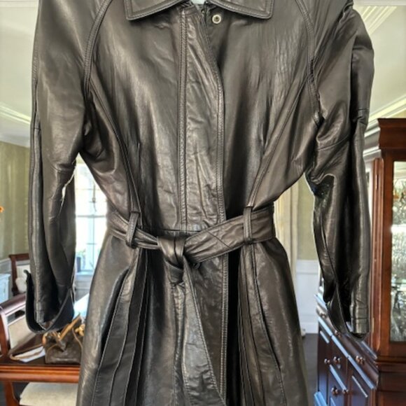 Ladies Black Leather Car Coat - Picture 1 of 4